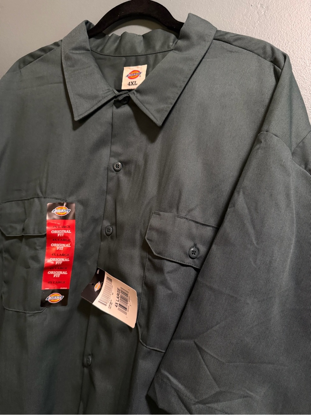 Dickies Men's 4XL Short Sleeve Work Shirt Hunter Green Big And Tall NWT